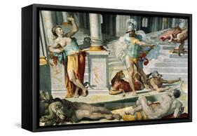 Ulysses and the Sorceress Circe, Circa 1550-Pellegrino Tibaldi-Framed Stretched Canvas