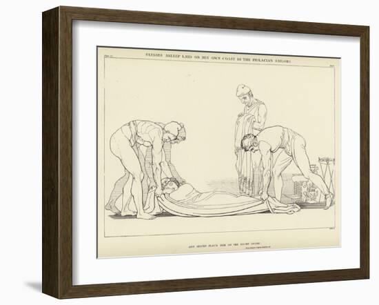 Ulysses Asleep Laid on His Own Coast by the Phaeacian Sailors-John Flaxman-Framed Giclee Print