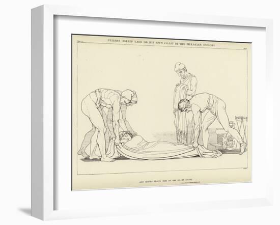 Ulysses Asleep Laid on His Own Coast by the Phaeacian Sailors-John Flaxman-Framed Giclee Print