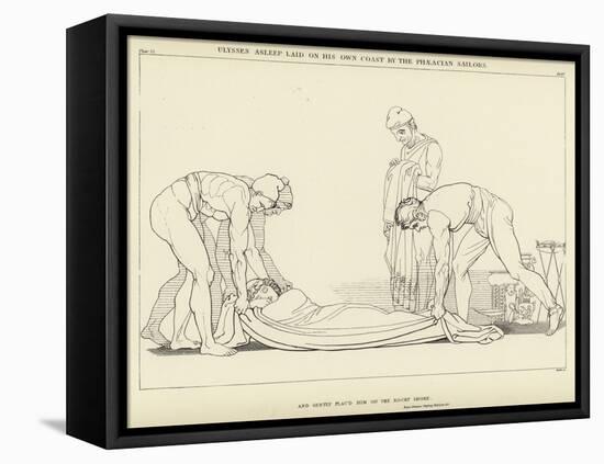 Ulysses Asleep Laid on His Own Coast by the Phaeacian Sailors-John Flaxman-Framed Stretched Canvas