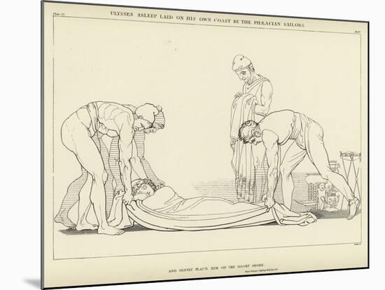 Ulysses Asleep Laid on His Own Coast by the Phaeacian Sailors-John Flaxman-Mounted Giclee Print