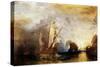 Ulysses flees with his companions, while Polyphem throws rocks at their ships without hitting them.-Joseph Mallord William Turner-Stretched Canvas
