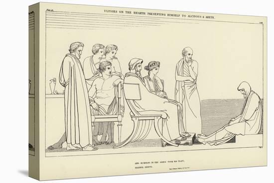 Ulysses on the Hearth Presenting Himself to Alcinous and Arete-John Flaxman-Stretched Canvas