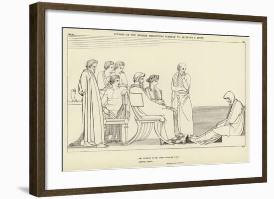 Ulysses on the Hearth Presenting Himself to Alcinous and Arete-John Flaxman-Framed Giclee Print