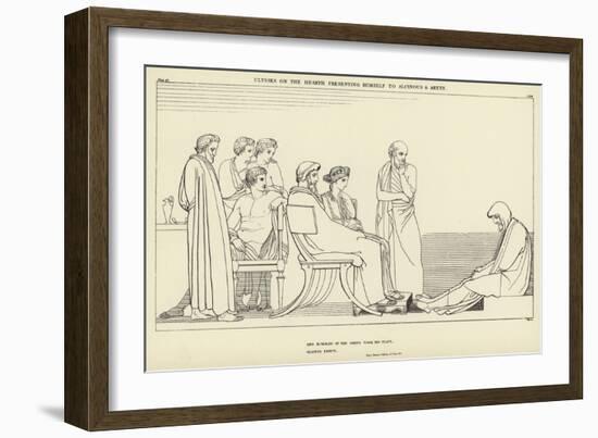 Ulysses on the Hearth Presenting Himself to Alcinous and Arete-John Flaxman-Framed Giclee Print