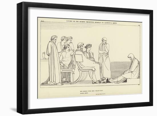 Ulysses on the Hearth Presenting Himself to Alcinous and Arete-John Flaxman-Framed Giclee Print