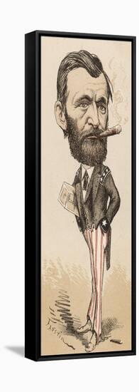 Ulysses S Grant Caricature of the American General and President-null-Framed Stretched Canvas