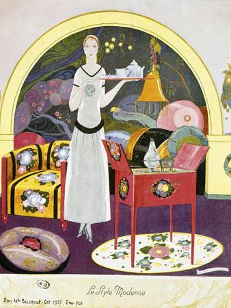 Modern-Style Scene, Theatrical Setting, Watercolor, 1922