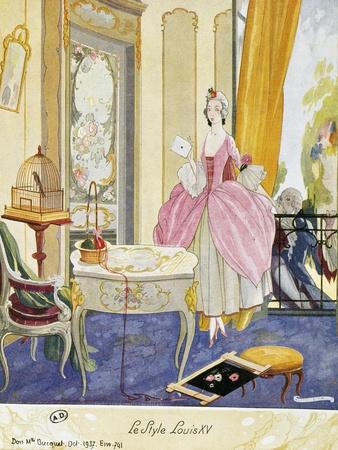 Scene in Style of Louis XV, Theatrical Setting, Watercolor, 1922
