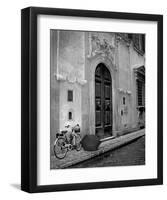 Umbrella and Bicycle by the Door-Igor Maloratsky-Framed Art Print