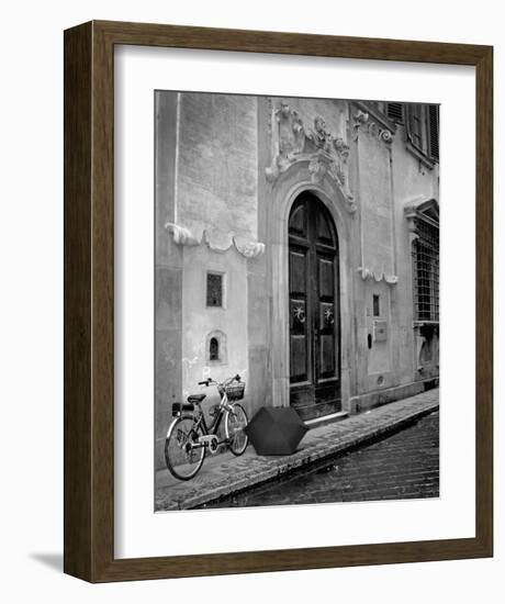 Umbrella and Bicycle by the Door-Igor Maloratsky-Framed Art Print