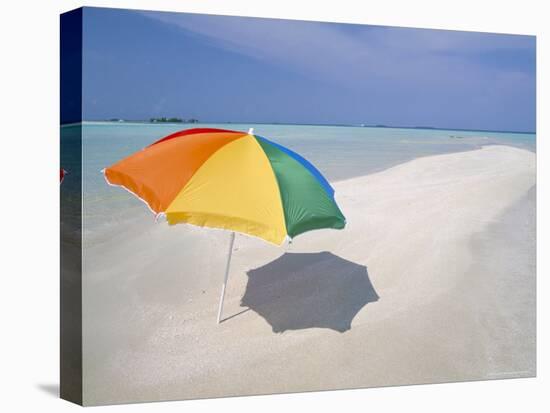 Umbrella and Sandbar, North Male Atoll, Maldives, Indian Ocean-Sergio Pitamitz-Stretched Canvas