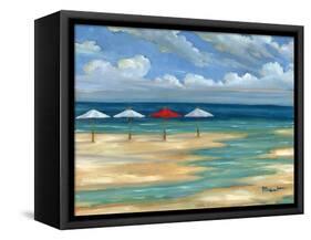 Umbrella Beachscape III-Paul Brent-Framed Stretched Canvas