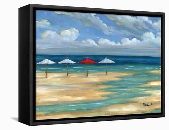 Umbrella Beachscape III-Paul Brent-Framed Stretched Canvas