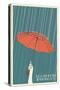 Umbrella - Bellingham, WA-Lantern Press-Stretched Canvas