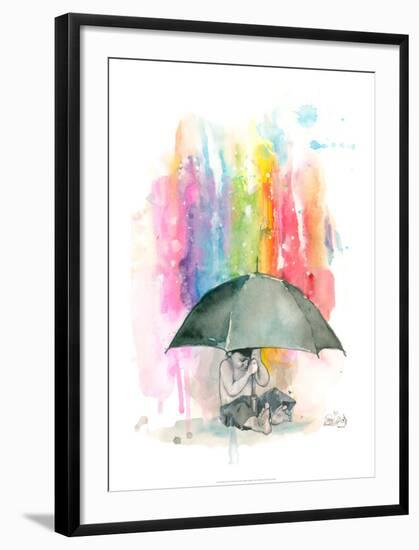 Umbrella Boy-Lora Zombie-Framed Art Print