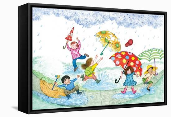 Umbrella Dance - Turtle-Marsha Winborn-Framed Stretched Canvas