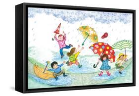 Umbrella Dance - Turtle-Marsha Winborn-Framed Stretched Canvas