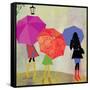 Umbrella Girls-Andrew Michaels-Framed Stretched Canvas