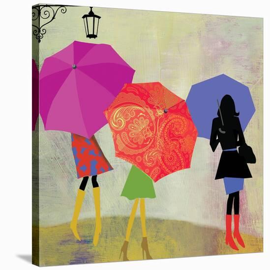 Umbrella Girls-Andrew Michaels-Stretched Canvas