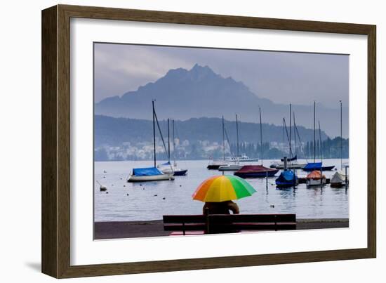 Umbrella On Lake Lucerne-Charles Bowman-Framed Photographic Print