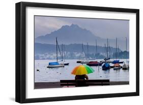 Umbrella On Lake Lucerne-Charles Bowman-Framed Photographic Print