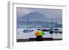 Umbrella On Lake Lucerne-Charles Bowman-Framed Photographic Print