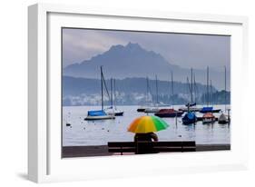 Umbrella On Lake Lucerne-Charles Bowman-Framed Photographic Print