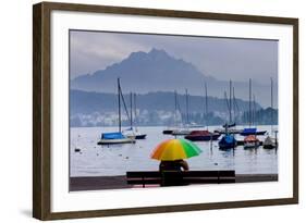 Umbrella On Lake Lucerne-Charles Bowman-Framed Photographic Print