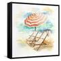 Umbrella on the Beach I-Patricia Pinto-Framed Stretched Canvas