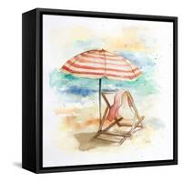 Umbrella on the Beach II-Patricia Pinto-Framed Stretched Canvas