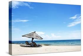 Umbrella on the Beach on a Sunny Day, Chintheche Beach, Lake Malawi, Africa-Yolanda387-Stretched Canvas