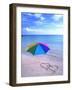 Umbrella on the Beach with Hearts Drawn in the Sand-Bill Bachmann-Framed Photographic Print