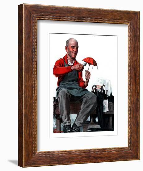 "Umbrella Repair Man,"April 25, 1925-Elbert Mcgran Jackson-Framed Giclee Print