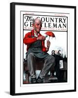 "Umbrella Repair Man," Country Gentleman Cover, April 25, 1925-Elbert Mcgran Jackson-Framed Giclee Print