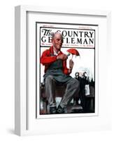 "Umbrella Repair Man," Country Gentleman Cover, April 25, 1925-Elbert Mcgran Jackson-Framed Giclee Print