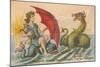Umbrella Versus Sea Dragon-null-Mounted Art Print
