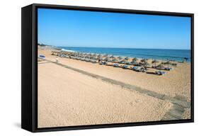 Umbrellas and Beach Chairs, Fisherman's Beach (Praia Dos Barcos), Albufeira-G&M Therin-Weise-Framed Stretched Canvas