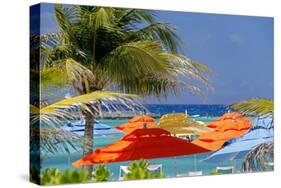 Umbrellas and Shade at Castaway Cay, Bahamas, Caribbean-Kymri Wilt-Stretched Canvas