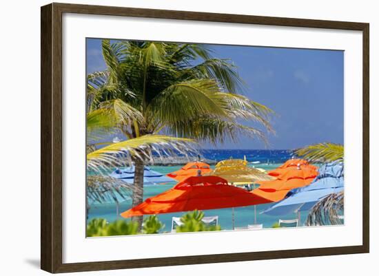 Umbrellas and Shade at Castaway Cay, Bahamas, Caribbean-Kymri Wilt-Framed Photographic Print