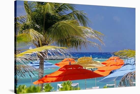 Umbrellas and Shade at Castaway Cay, Bahamas, Caribbean-Kymri Wilt-Stretched Canvas