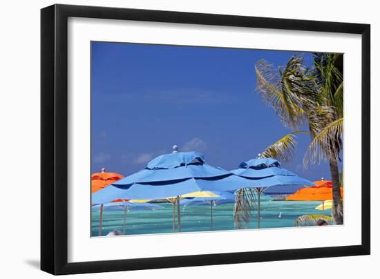 Umbrellas and Shade at Castaway Cay, Bahamas, Caribbean-Kymri Wilt-Framed Photographic Print