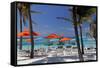 Umbrellas and Shade at Castaway Cay, Bahamas, Caribbean-Kymri Wilt-Framed Stretched Canvas