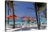 Umbrellas and Shade at Castaway Cay, Bahamas, Caribbean-Kymri Wilt-Stretched Canvas