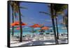 Umbrellas and Shade at Castaway Cay, Bahamas, Caribbean-Kymri Wilt-Framed Stretched Canvas