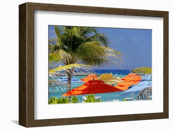 Umbrellas and Shade at Castaway Cay, Bahamas, Caribbean-Kymri Wilt-Framed Photographic Print