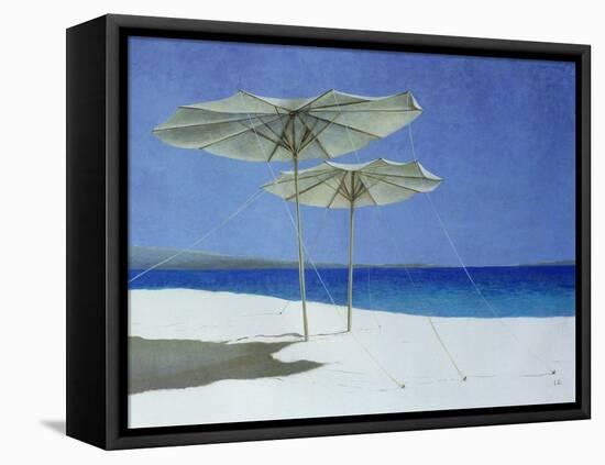 Umbrellas, Greece, 1995-Lincoln Seligman-Framed Stretched Canvas