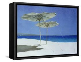 Umbrellas, Greece, 1995-Lincoln Seligman-Framed Stretched Canvas