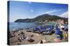 Umbrellas on the Beach at Levanto, Liguria, Italy, Mediterranean, Europe-Mark Sunderland-Stretched Canvas
