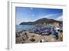 Umbrellas on the Beach at Levanto, Liguria, Italy, Mediterranean, Europe-Mark Sunderland-Framed Photographic Print